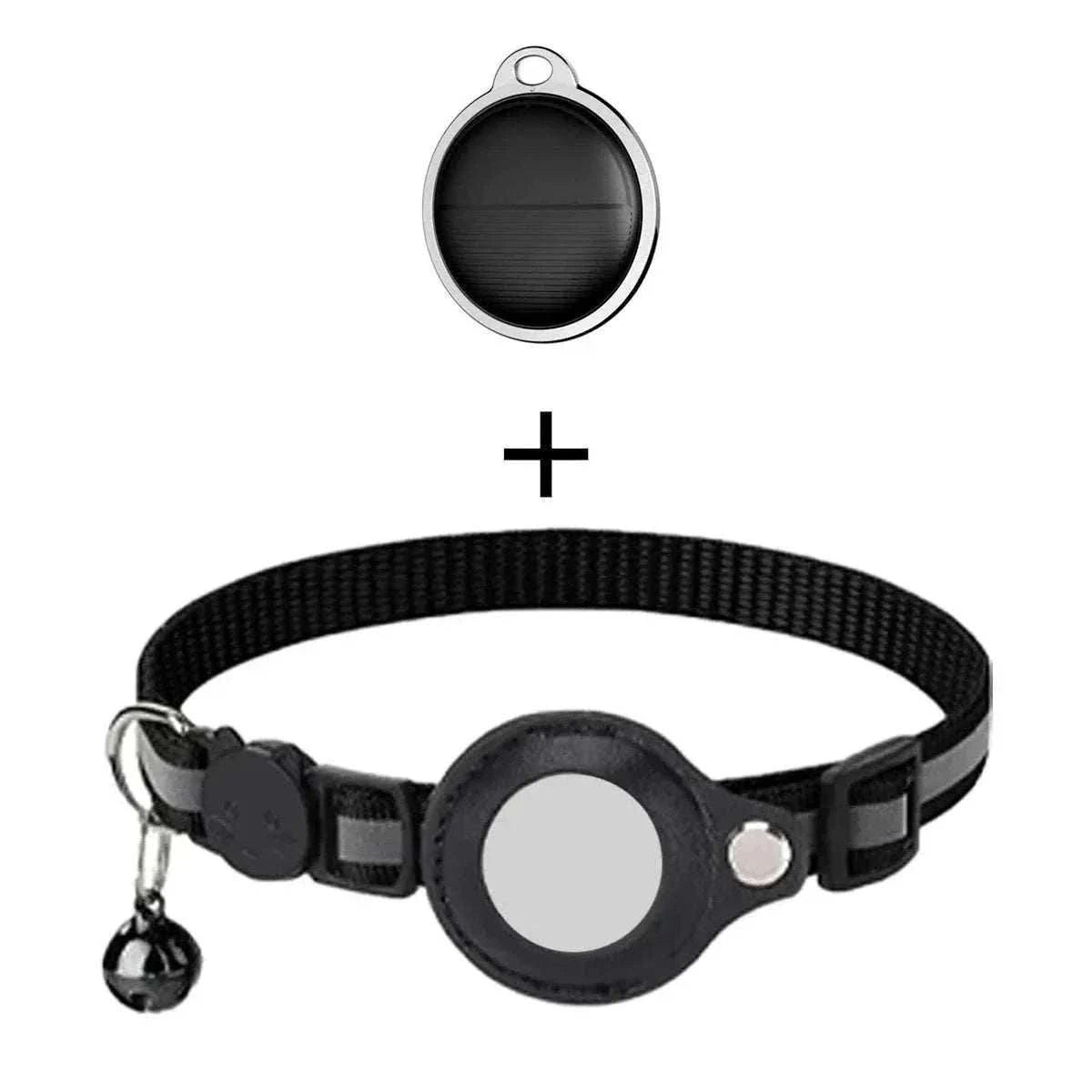 Mini traceur GPS compatible Apple Find My avec collier noir pour localisation Bluetooth et sécurité anti-perte des animaux de compagnie
