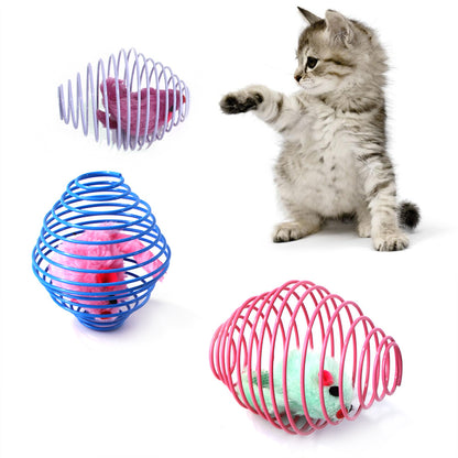 Kitten Toy Balls - Interactive Spring Toys, Cage Rats and Rolling Balls - Random Colors