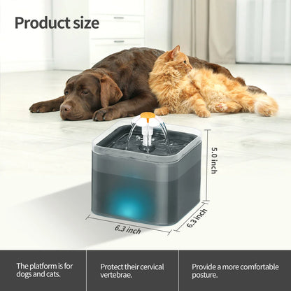 Fontaine à Eau pour Chats et Petits Chiens - 2L Ultra Silencieuse avec Éclairage LED et Distribution Automatique