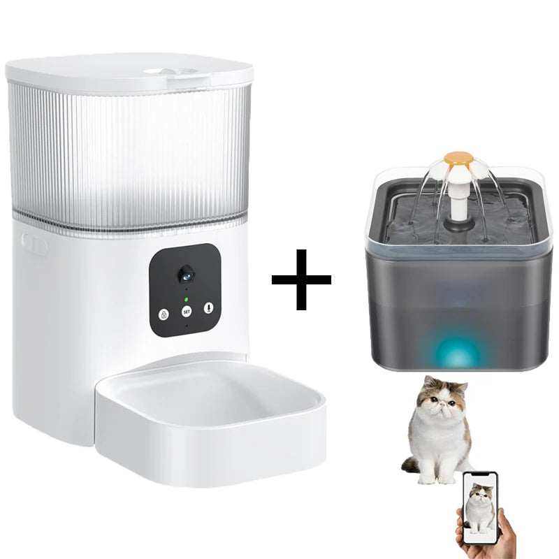 Distributeur automatique de nourriture 3L avec caméra et WIFI pour alimentation intelligente de chats et petits chiens.