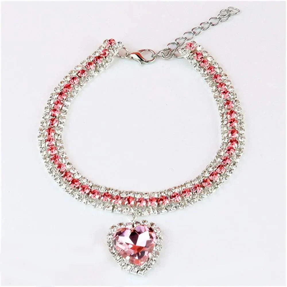 Bling Rhinestone Collar for Kittens and Puppies - Chic Accessory with Crystal Pendant