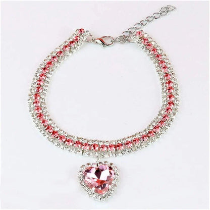 Bling Rhinestone Collar for Kittens and Puppies - Chic Accessory with Crystal Pendant