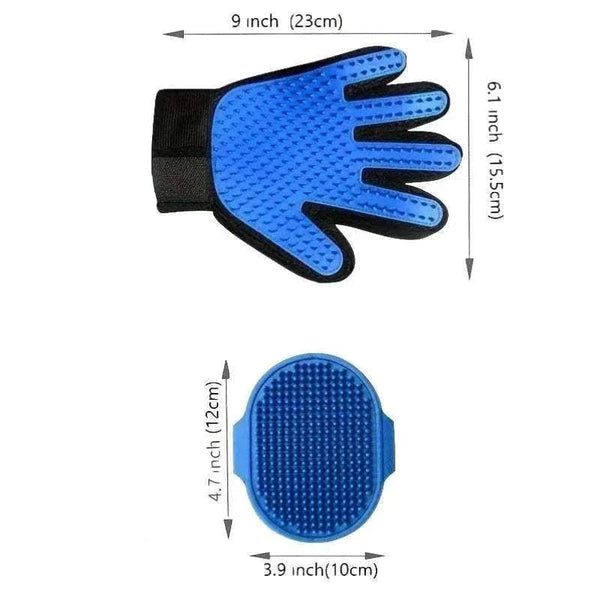 Kit de aseo de 2 piezas | Cepillo y guante de baño para perros y gatos