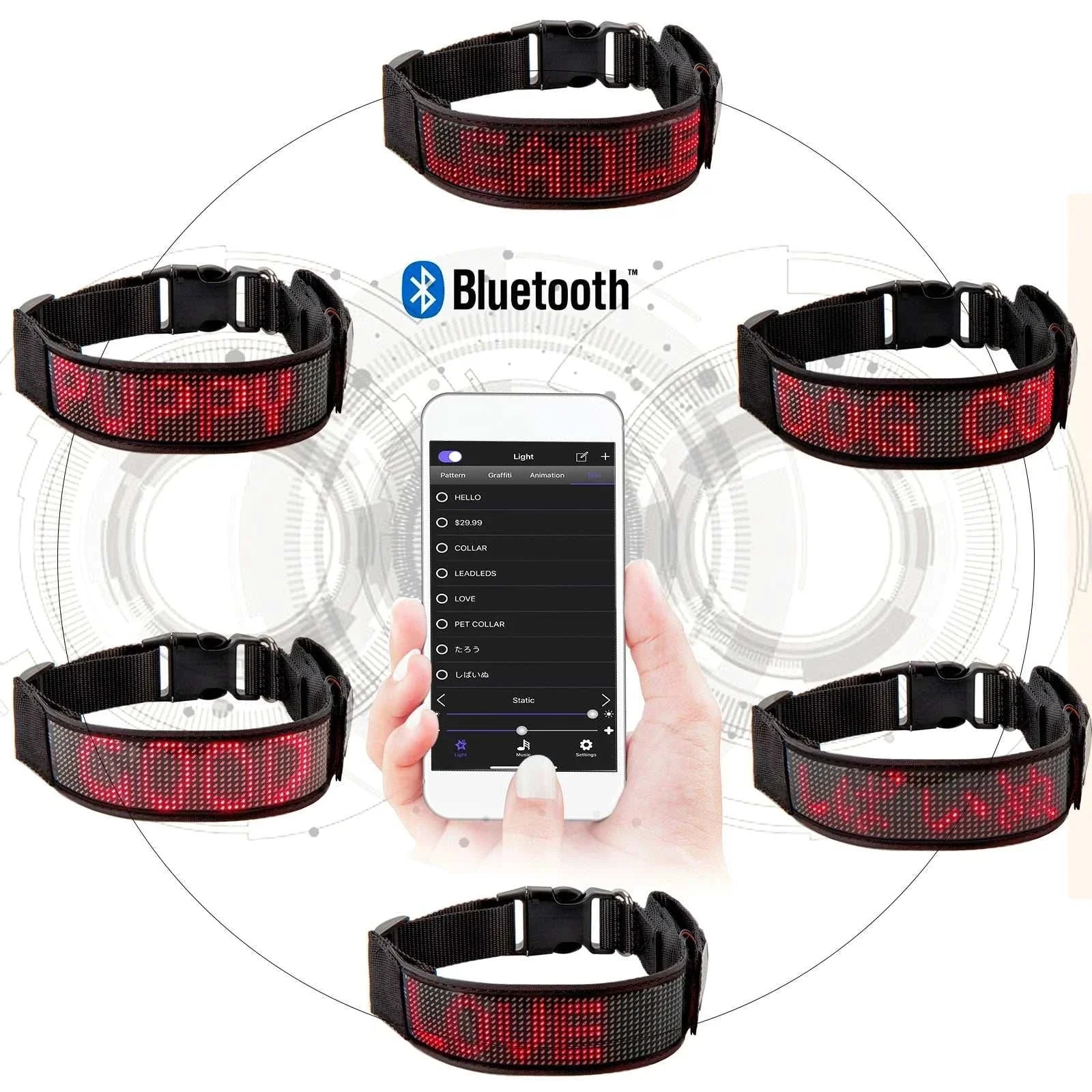 Collier LED Programmable Chien | Rouge