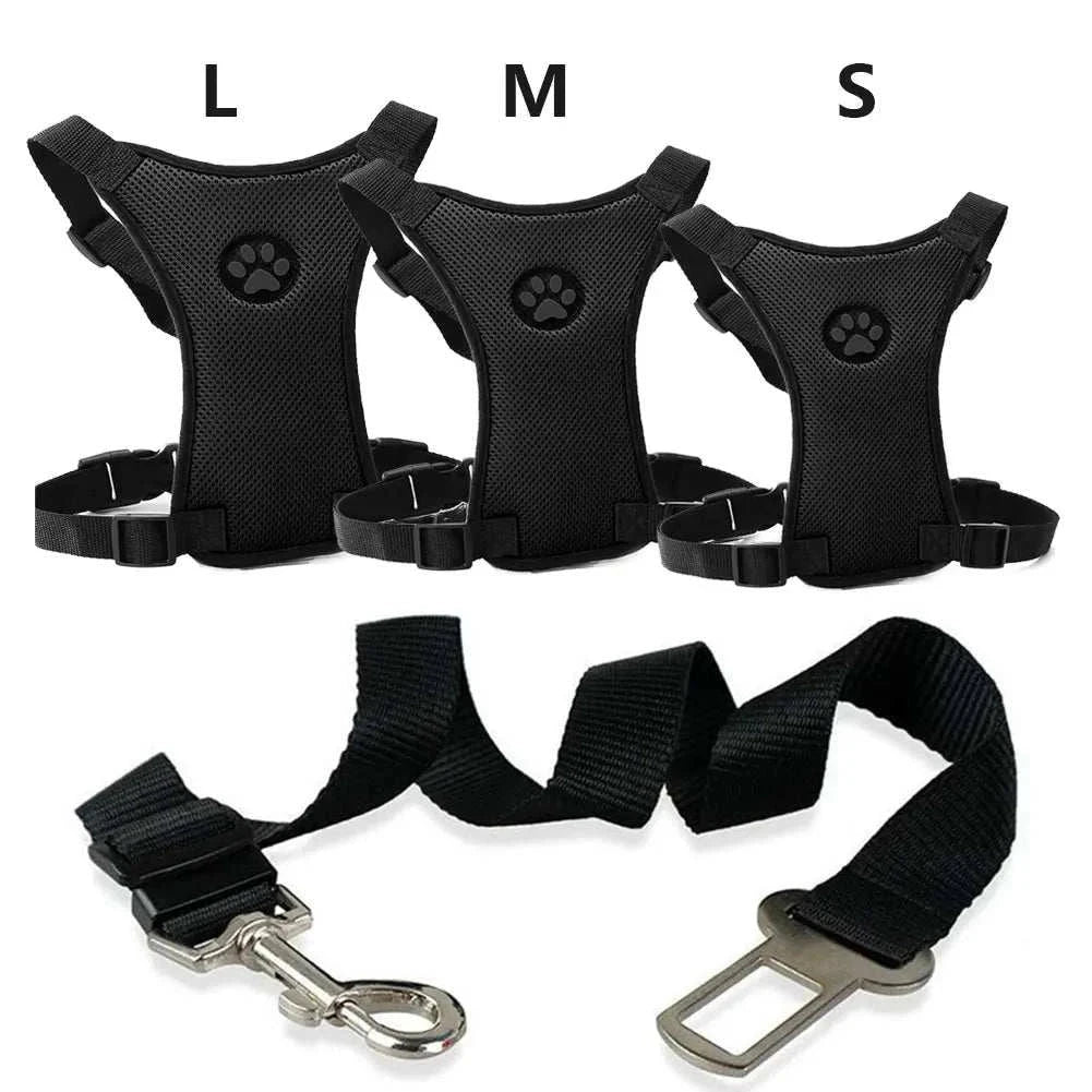 Car Safety Harness with Breathable Leash and Multifunctional Strap for Dogs