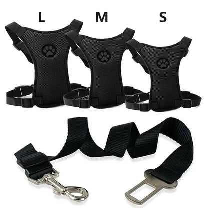Car Safety Harness with Breathable Leash and Multifunctional Strap for Dogs