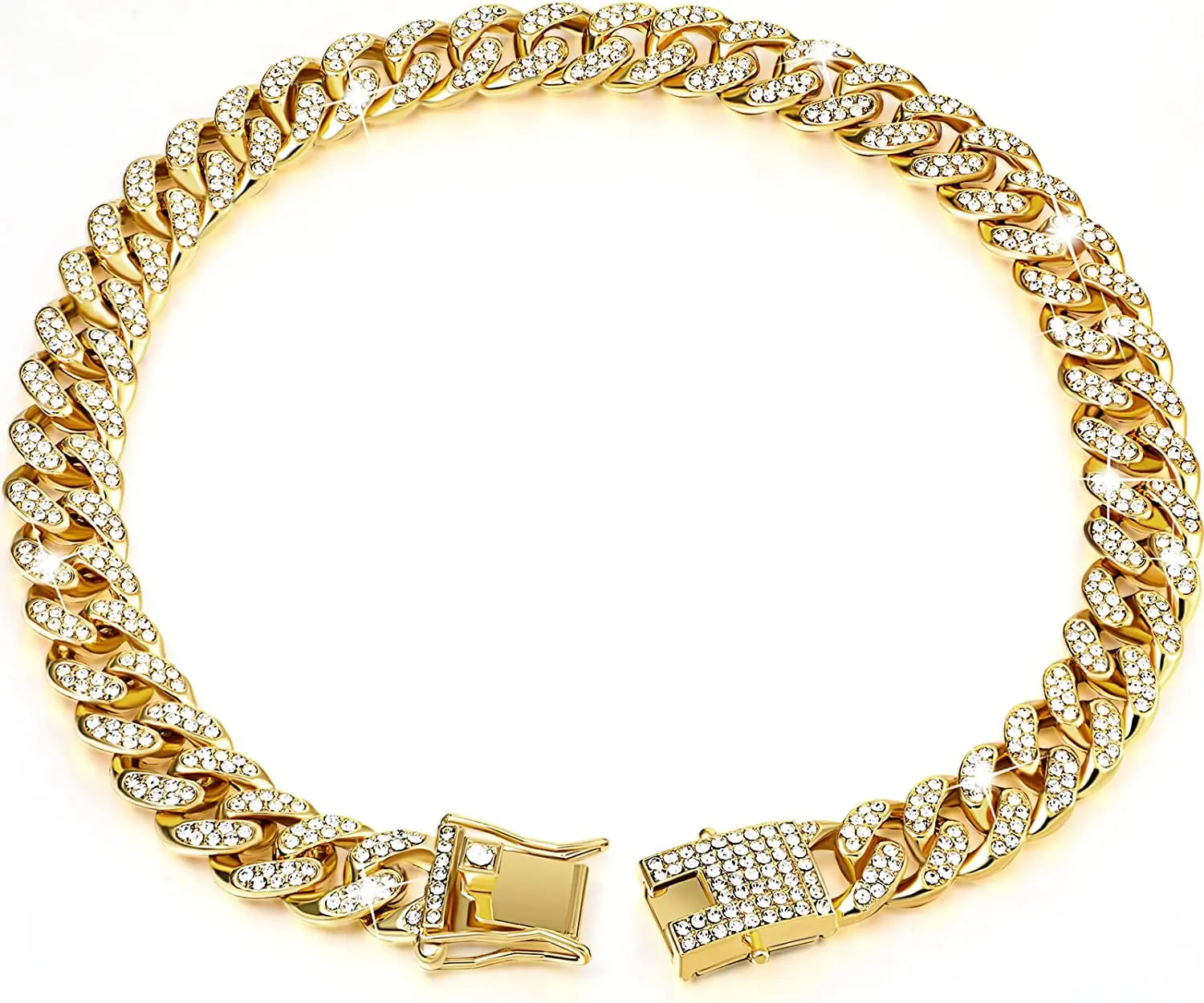 Collier Cubain Doré pour Chat | Bijou de Luxe Strass pour Mariage & Cosplay