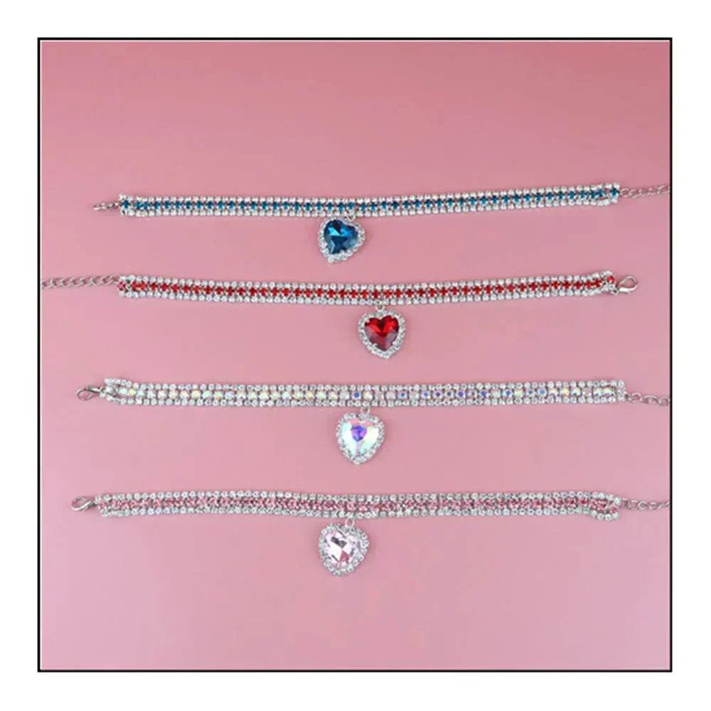 Bling Rhinestone Collar for Kittens and Puppies - Chic Accessory with Crystal Pendant