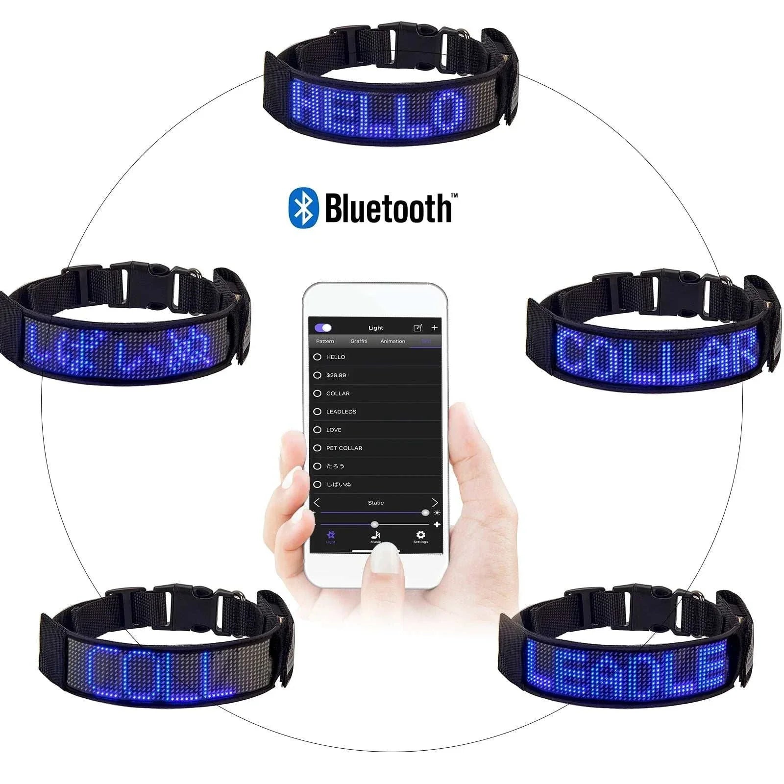Collier LED Programmable Chien | Bleu