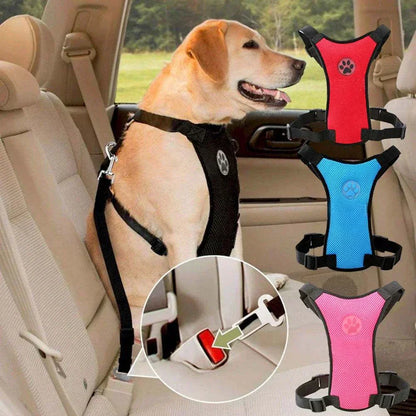Car Safety Harness with Breathable Leash and Multifunctional Strap for Dogs