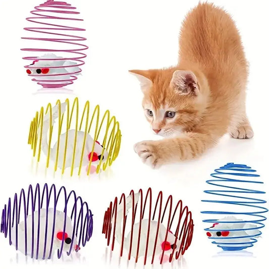 Kitten Toy Balls - Interactive Spring Toys, Cage Rats and Rolling Balls - Random Colors