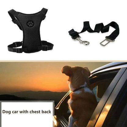 Car Safety Harness with Breathable Leash and Multifunctional Strap for Dogs