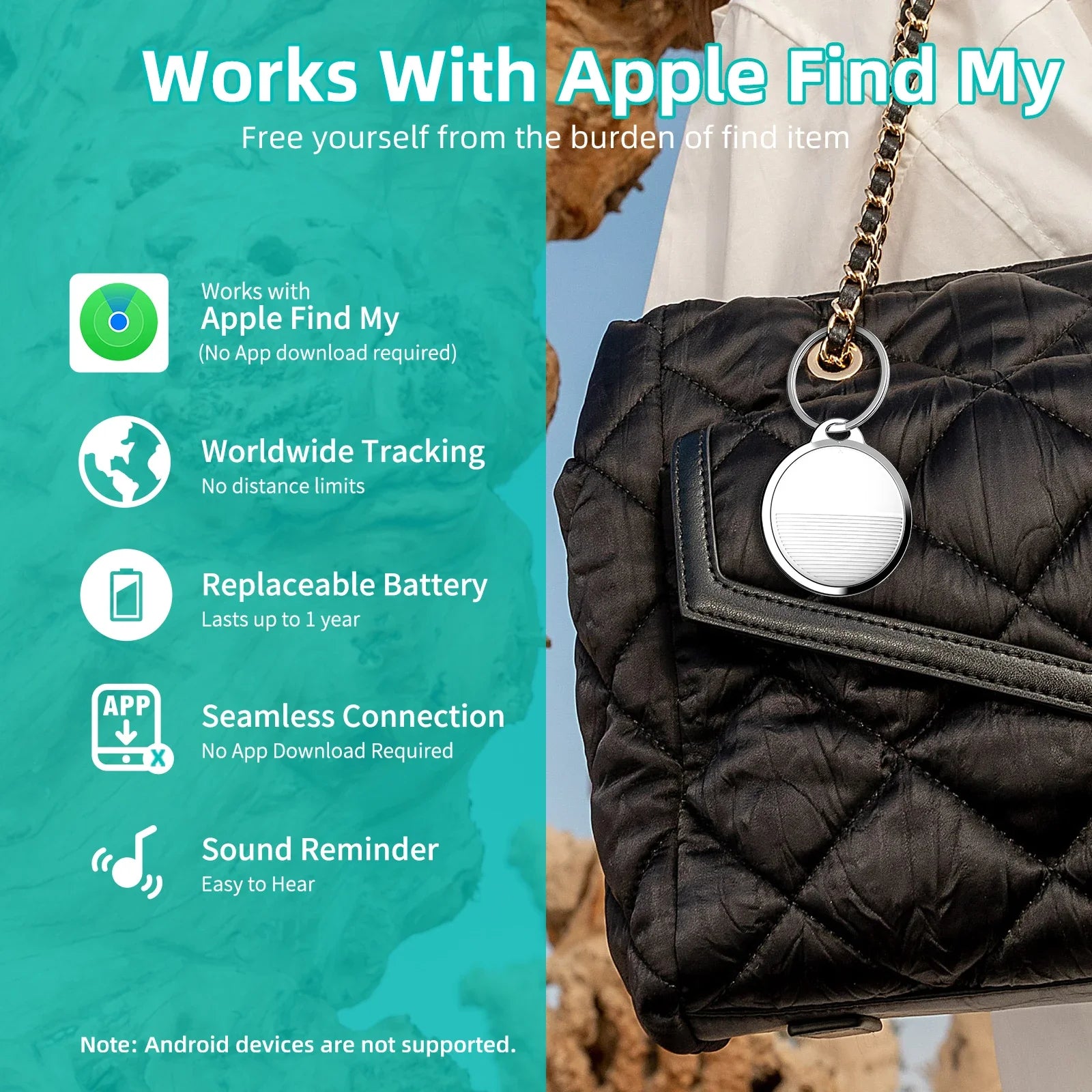 Mini GPS Tracker | iOS &amp; Find My App Compatible | Bluetooth Location | Anti-Lost for Kids, Bags &amp; Pet Collars