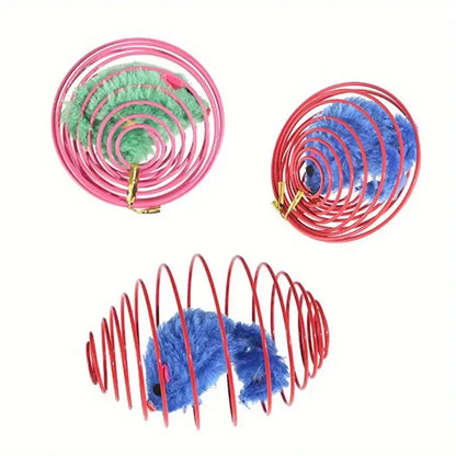 Kitten Toy Balls - Interactive Spring Toys, Cage Rats and Rolling Balls - Random Colors