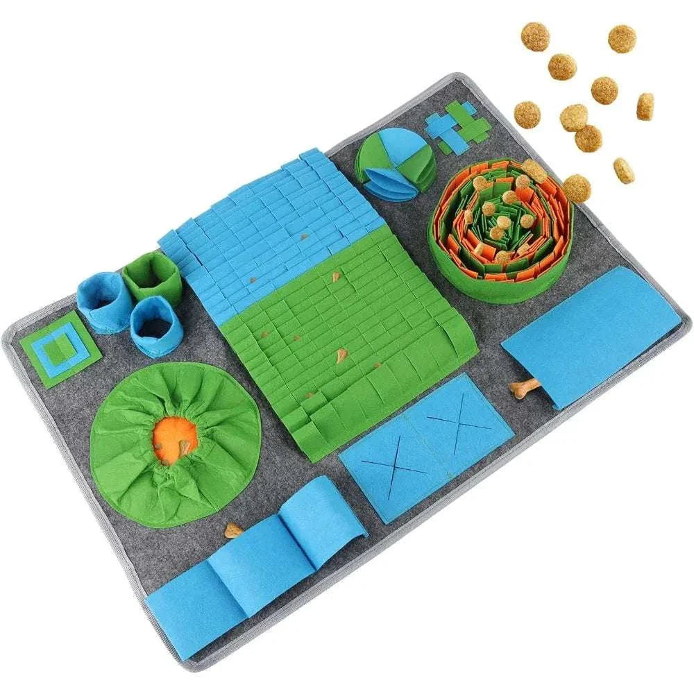 tapis de reniflement lavable pour chien avec gamelle anti-glouton en lin 65x44 cm