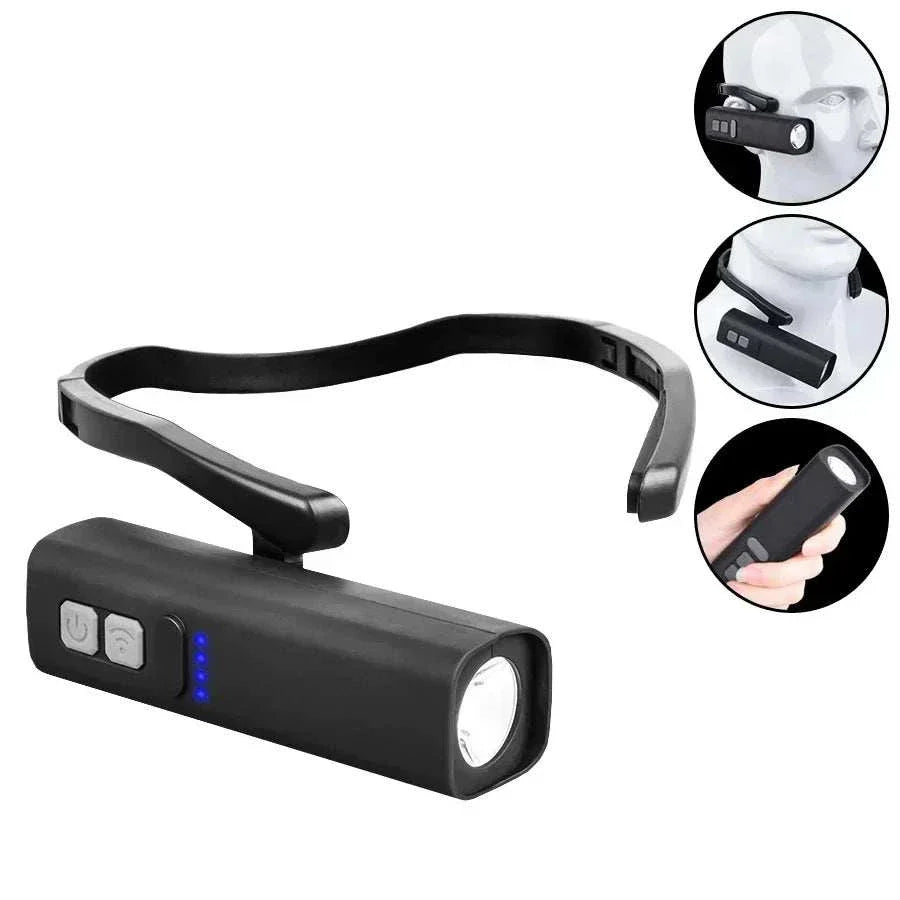 Lampe frontale LED 2025 noire avec capteur de mouvement et bande élastique réglable, ultra lumineuse et rechargeable USB, idéale pour activités nocturnes et extérieures.