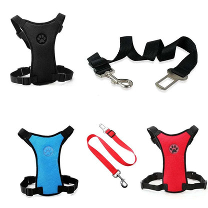Car Safety Harness with Breathable Leash and Multifunctional Strap for Dogs