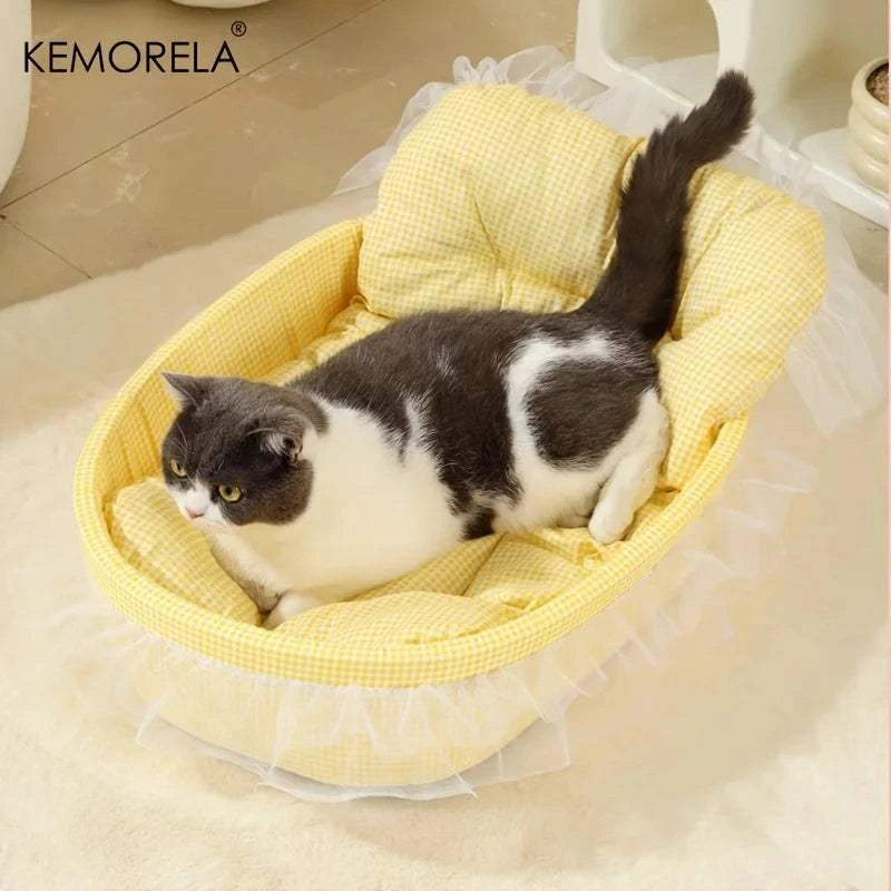 Lit canapé pour chat Princesse | Confort toutes saisons & coussin lavable