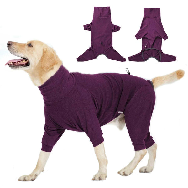 Warm fleece jumpsuit for large dogs | Winter windproof high-neck