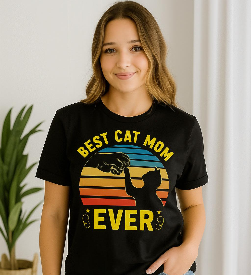 T-shirt « Best Cat Mom Ever » | Cadeau parfait pour les amoureuses de chats