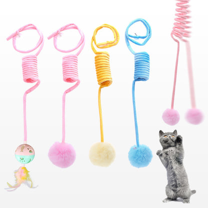 Cat Toy with Suction Cup and Rabbit Hairball on Spring