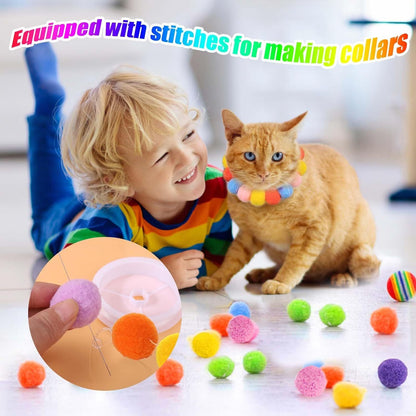 Cat Ball Launcher - Interactive Cat Toy with 20 Pom Poms