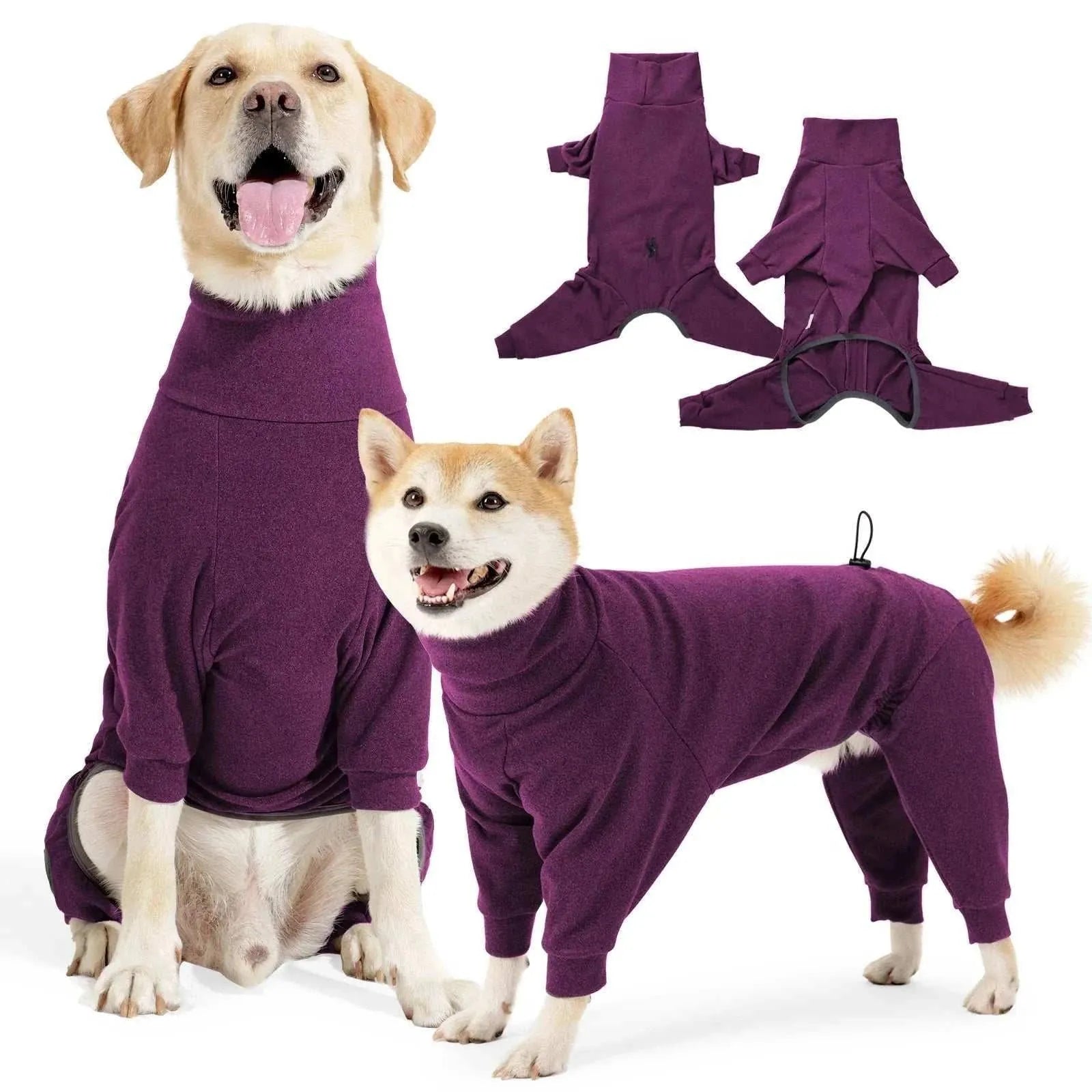 Warm fleece jumpsuit for large dogs | Winter windproof high-neck