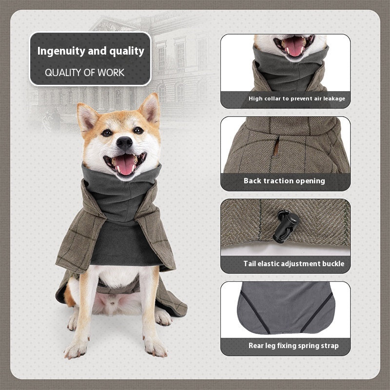 Veste en Coton pour Chiens - Style Britannique, Vêtements Chauds et Anti-Froid