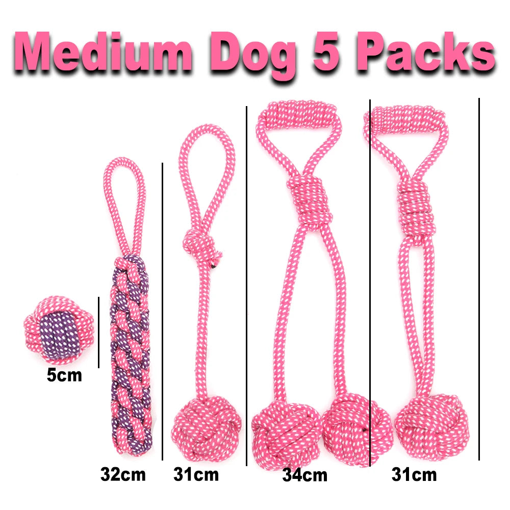 Durable Rope Chew Toy Set for Puppies and Dogs - Perfect for Tug, Toss, Chew and Dental Health