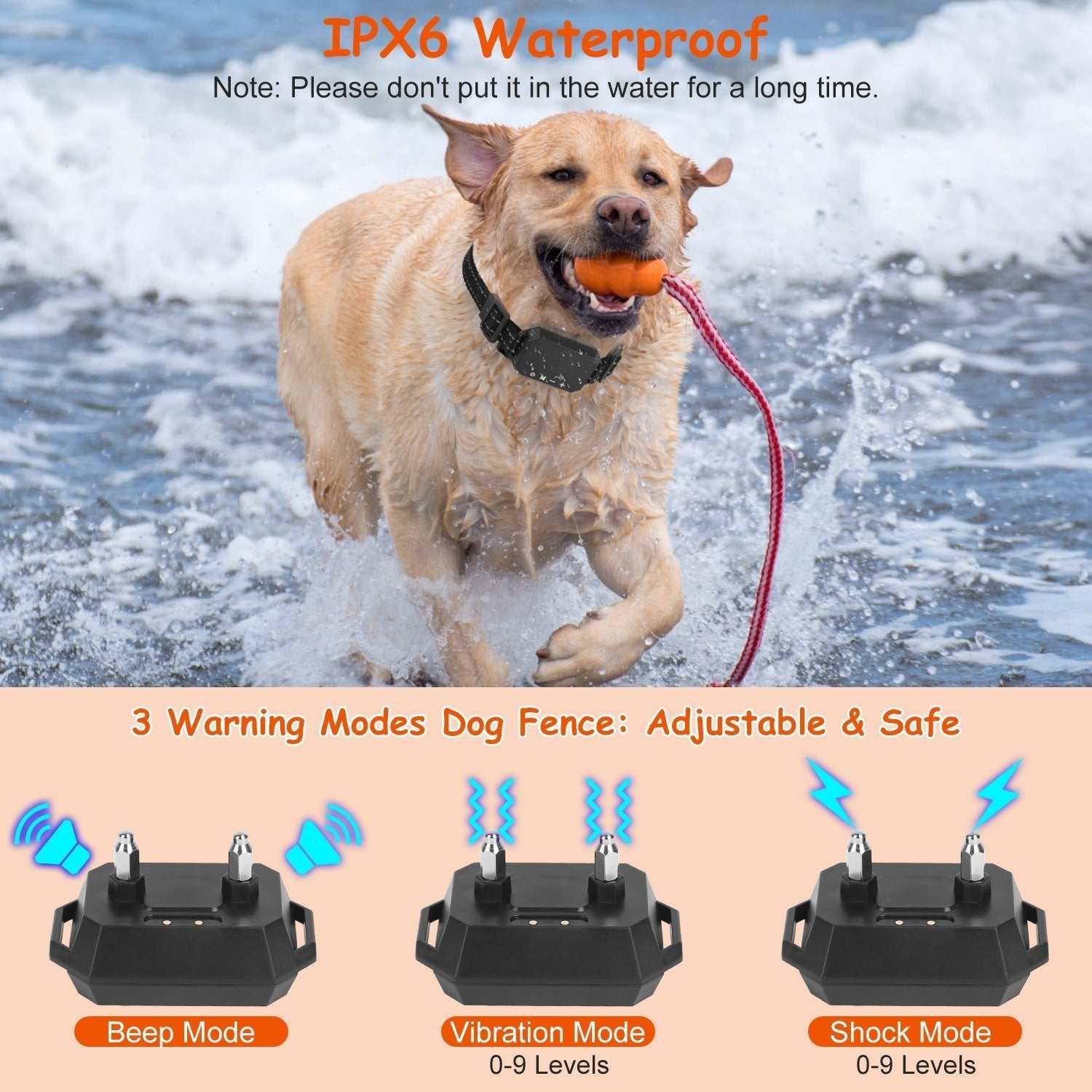 Wireless GPS Dog Fence Réglable & Étanche Collier Chien