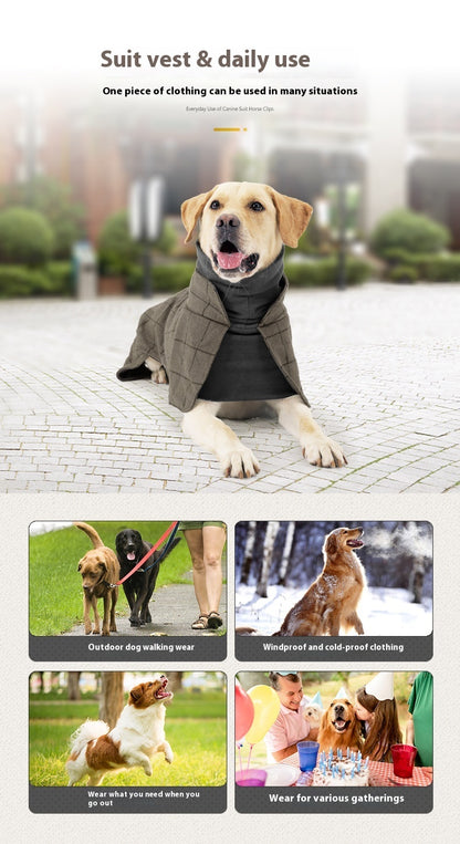 Veste en Coton pour Chiens - Style Britannique, Vêtements Chauds et Anti-Froid