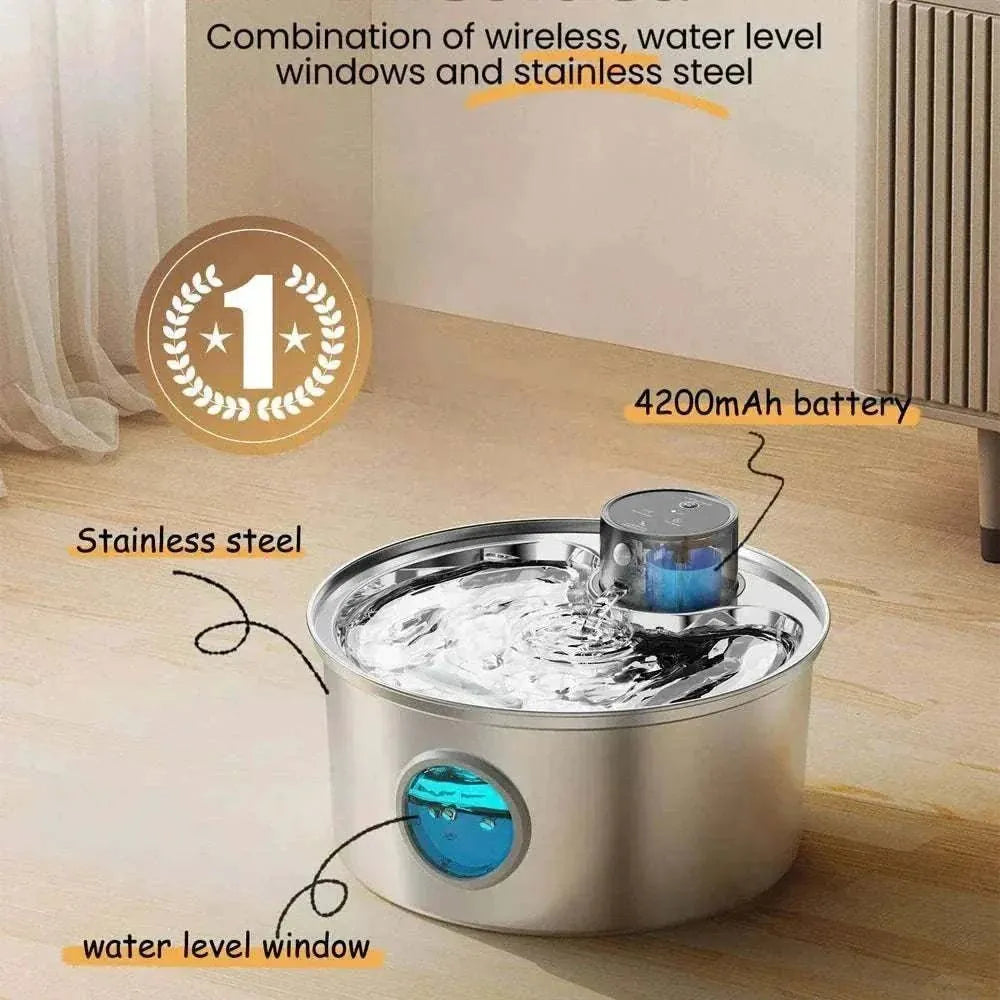 Fontaine à eau automatique en acier inoxydable pour chiens et chats | ZyFeeder 3,2 L