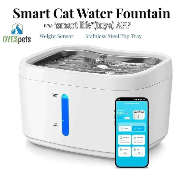 Bebedero inteligente para perros y gatos | Acero inoxidable de 2,5 l con sensor inteligente