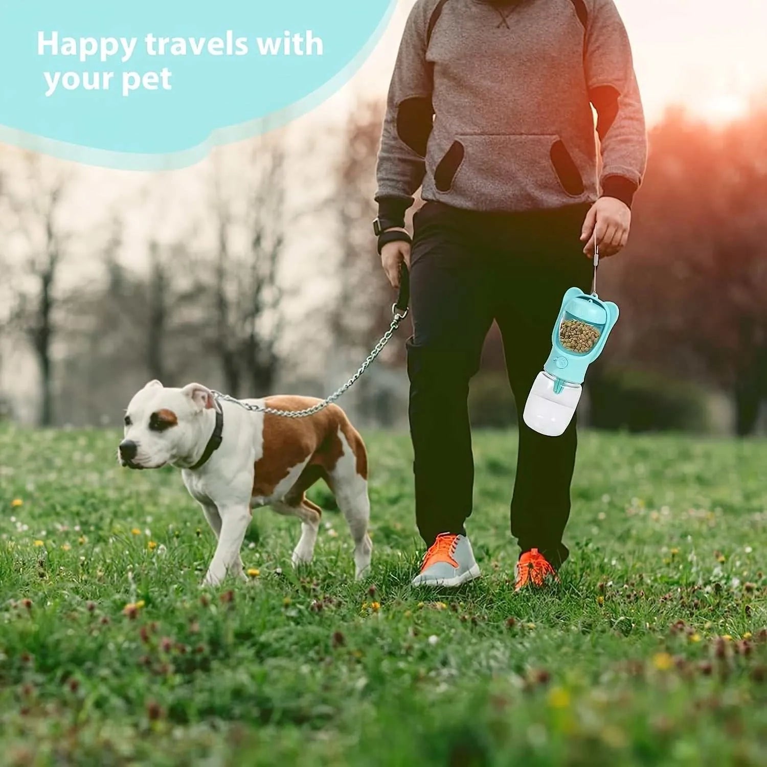 Gourde 2 en 1 pour Chiens ou Chats | Distributeur d'Eau et de Nourriture
