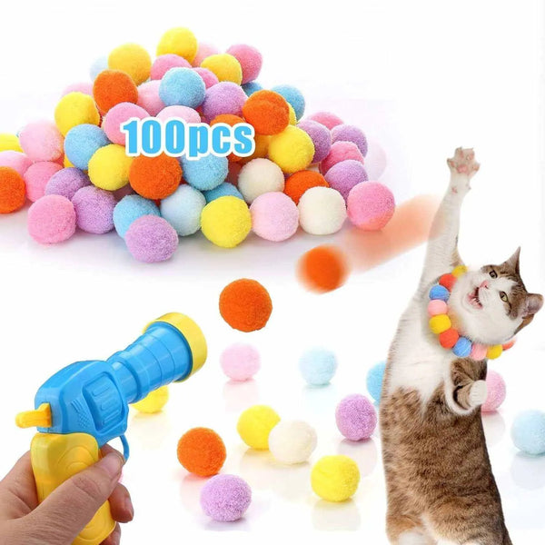 Cat Ball Launcher | Interactive Toy with 20, 30, 50 or 100 Pom-Poms