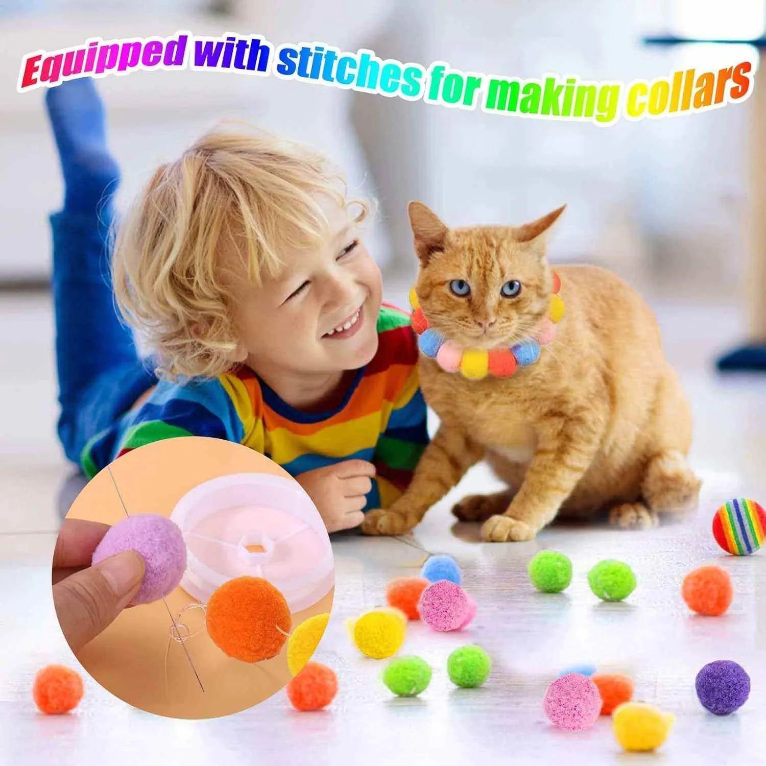 Lanceur de balles pour chats | Jouet interactif avec 20, 30, 50 ou 100 pompons