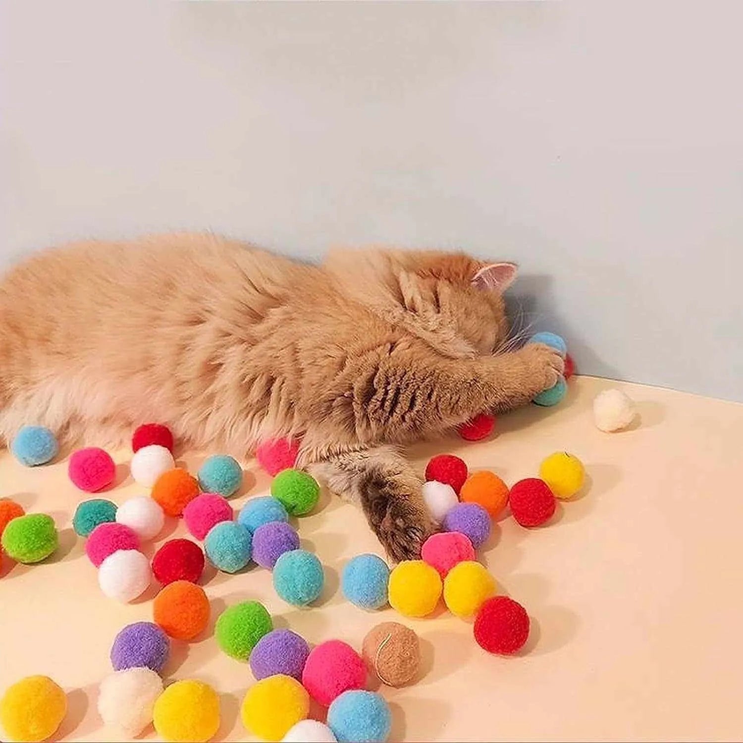 Lanceur de balles pour chats | Jouet interactif avec 20, 30, 50 ou 100 pompons