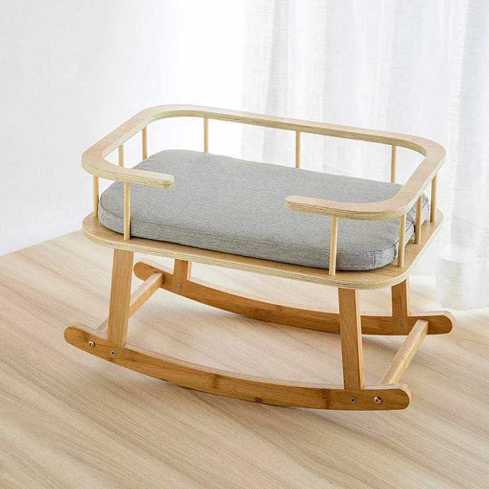 Lit INSTACHEW Rockaby | Canapé en Bambou Élégant avec Coussin Doux pour Chats et Chiens