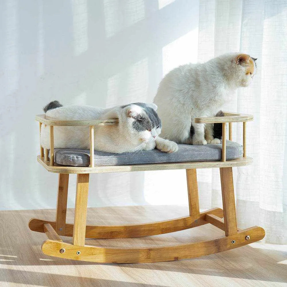 Lit INSTACHEW Rockaby | Canapé en Bambou Élégant avec Coussin Doux pour Chats et Chiens