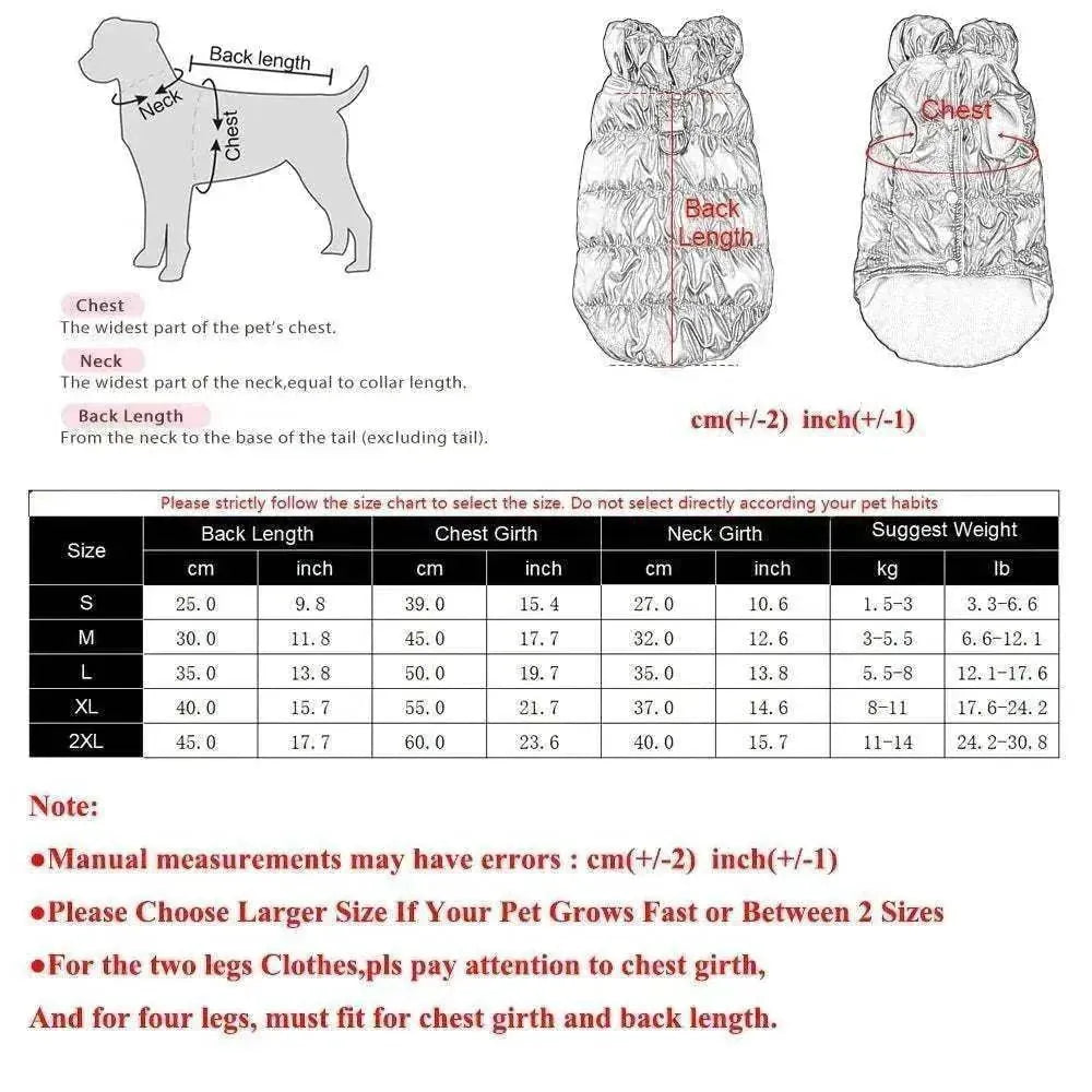 Manteau d’Hiver Imperméable pour Chien & Chat | Chaud, Coupe-Vent & Col Roulé