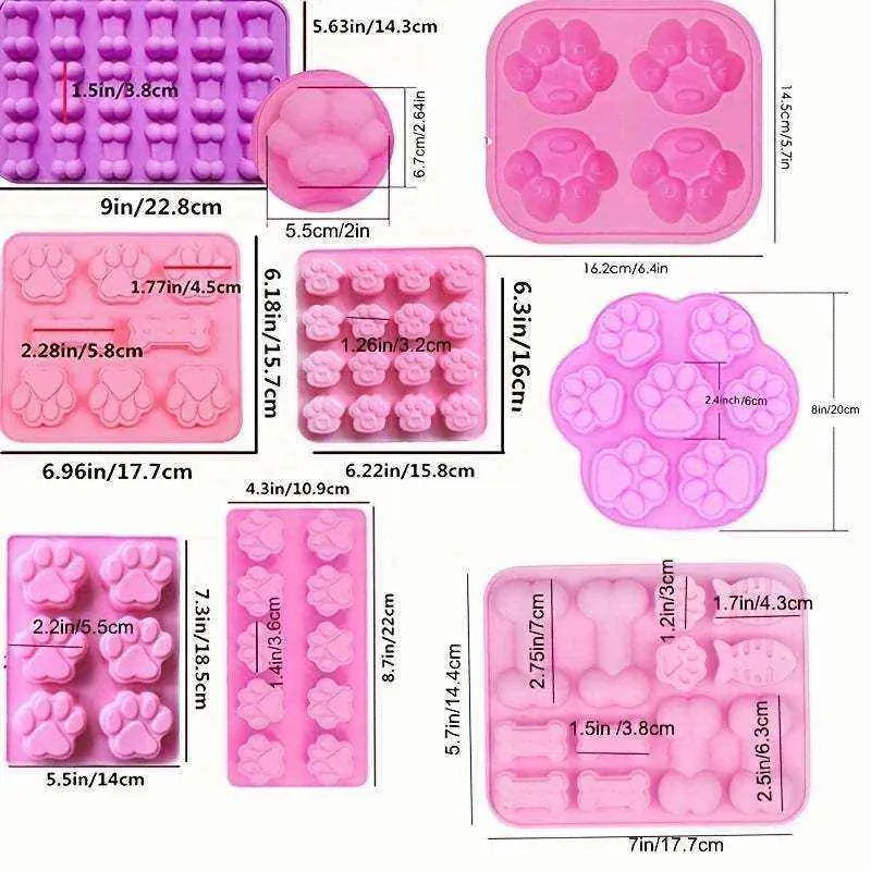 Paw and Bone Silicone Mold | Ice Cream Treats or Cake Decorating for Dogs & Cats