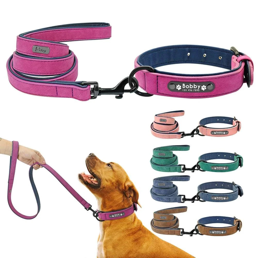 Personalized Leather Dog Collar - Engraved Name & Number | All Sizes & Breeds